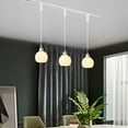 thumbnail image 6 of Kiven H-Type Track Lighting, 3-Light Modern Halo Track Pendant Light with White Glass Globe, Track Light Pedant Adjustable Length for Bedroom Kitchen Island Home Shop, 6 of 7