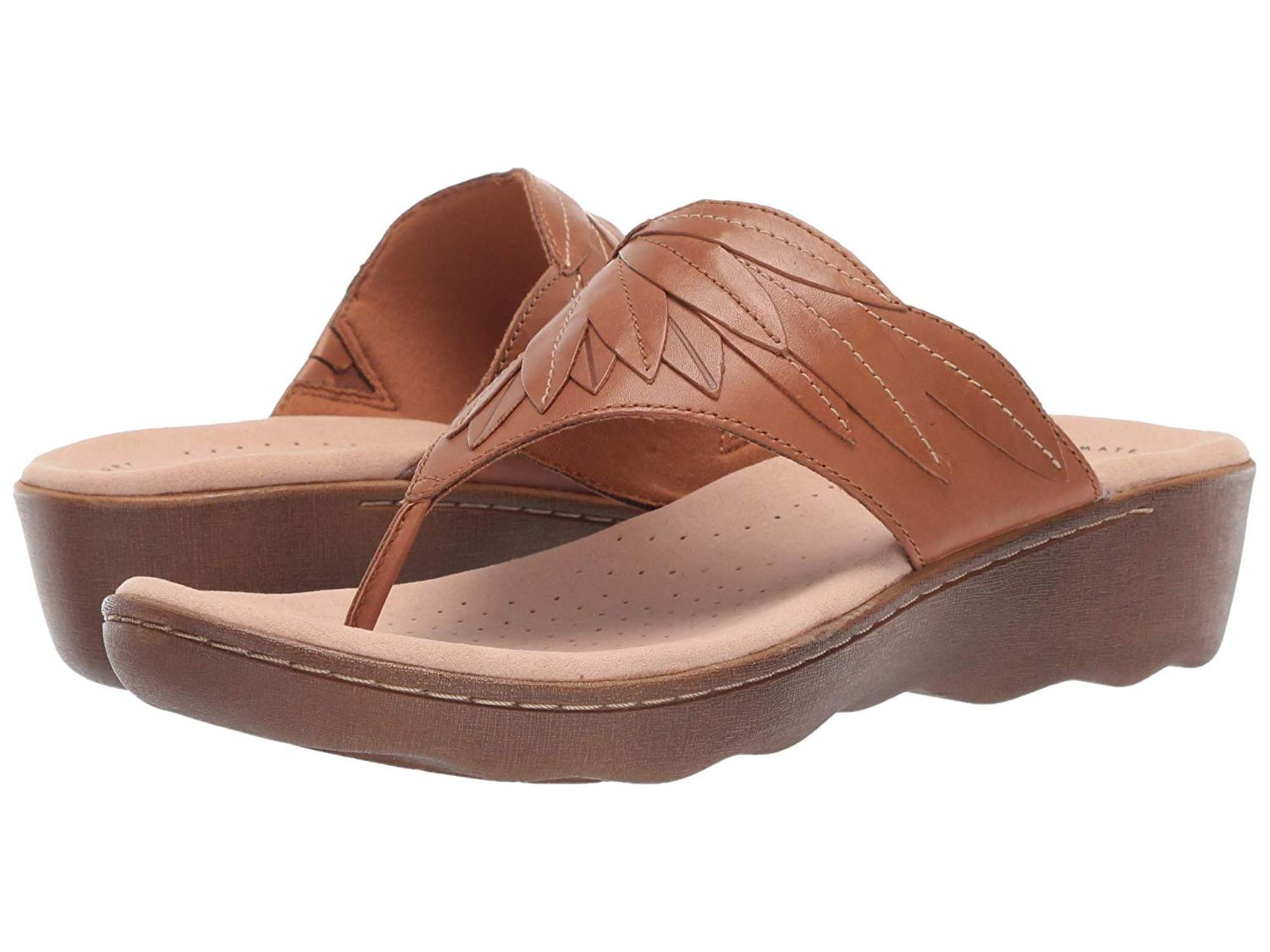 Clarks - CLARKS Women's, Phebe Pearl Thong Sandals., Tan Leather, Size ...