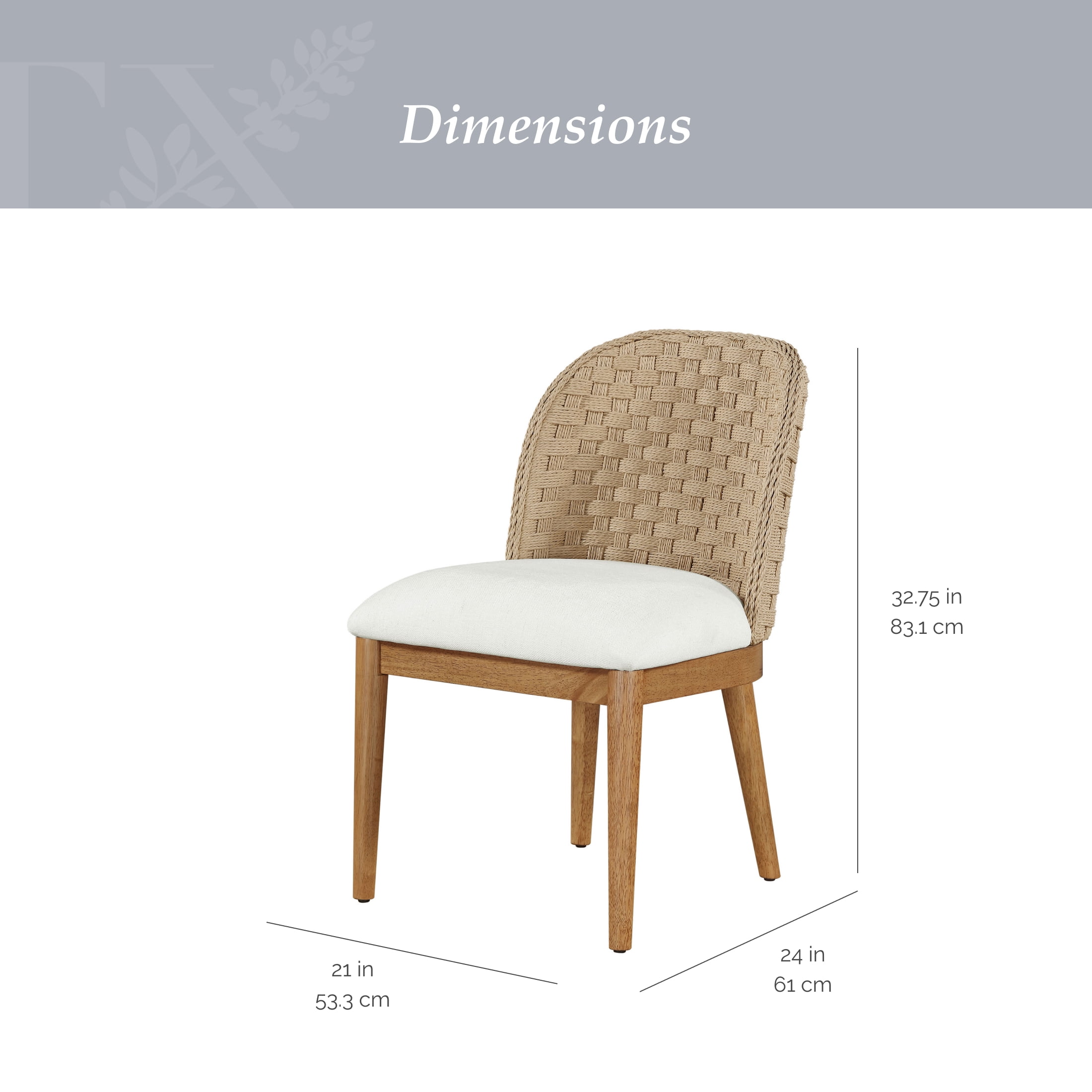 My Texas House Saylor Farmhouse Dining Chair Set, Natural Wood, Set of 2