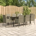 thumbnail image 1 of vidaXL 9 Piece Garden Dining Set with Cushions Black and Grey Poly Rattan, 1 of 5