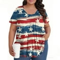 thumbnail image 6 of TQWQT Womens Plus Size American Flag Summer Tops Dressy Summer Short Sleeve Shirts Stars and Stripes Print T-Shirt Crew Neck Tunic Shirts Large Casual Curvy Women Outfits Hot Pink L, 6 of 6