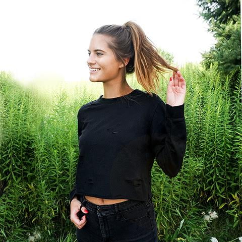 distressed crew neck sweater