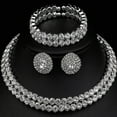thumbnail image 3 of Bridal Jewelry Set, Necklace Bracelet Earrings Lightweight Rhinestone  For Wedding For Prom Silver, 3 of 8