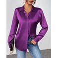 thumbnail image 5 of Zeagoo Satin Blouse for Women Long Sleeve Silk Button Down Shirt Casual Business Dressy Top Spring Fashion Silk Blouse, 5 of 7