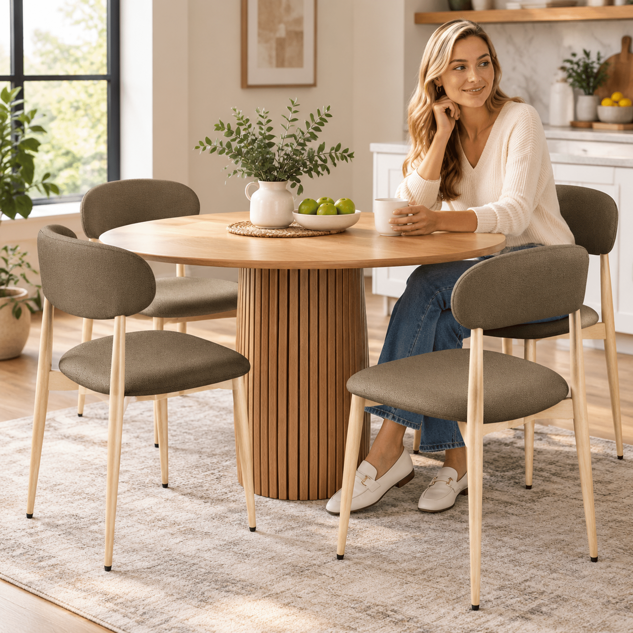 Modern Metal Dining Chair 20.87x22.44x30.71 Inch Upholstered Seat 300 lbs Capacity for Kitchen Dining Room