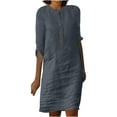 thumbnail image 1 of Gspmoly Robes pour Femmes, Robe pour Femmes à Manches 3/4 Col Rond Boutonnée Longueur Genou Robes de Mariage pour Femmes Offres du Jour, 1 of 5