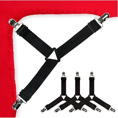 JacobsParts 4Pcs Triangle Bedsheet Fasteners Elastic Suspenders Gripper Holder Clips For Bed Corner Mattress
