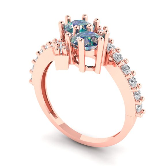 1.98ct round cut blue moissanite 18k rose gold Bridal Wedding Engagement Promise Anniversary Ring for Women size 3.75