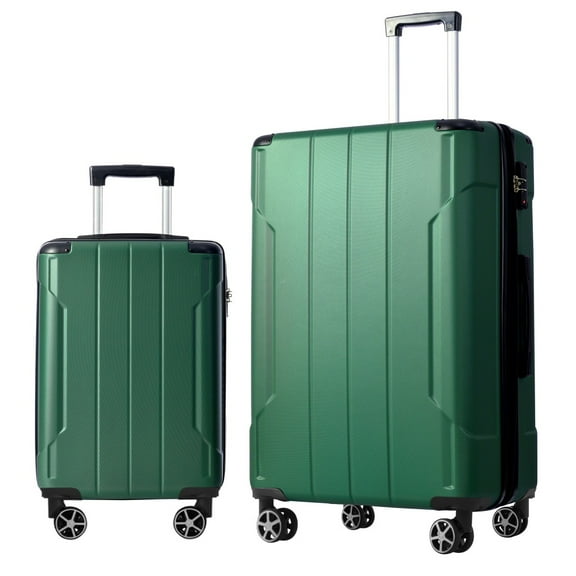 Yougu Luggage Sets 2 Piece(20,28 inch) ABS Hard Suitcase With Wheels And TSA Lock Travel Set,Green