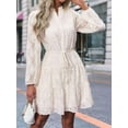 thumbnail image 6 of Womens Long Sleeve Fall Dresses 2025 Button Up Waist with Belt A-Line Mini Dress Casual Fall Winter Dress Apricot L, 6 of 9