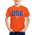 thumbnail image 3 of Ulitacool Boy Tops Fourth Of July Patriotic Graphic Short Sleeve T Shirt Crewneck Tee For Kids Independence Day Celebration Durable Clothes 12-13 Years Orange, 3 of 3