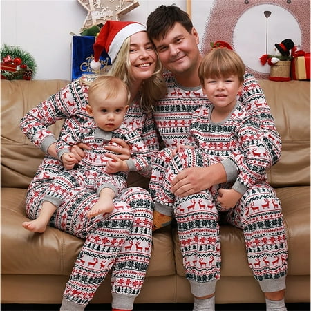 

Zukuco Christmas Family Pajamas Matching Parent-child Printing Xmas Pjs Family Sleepwear Sets Soft Nightwear