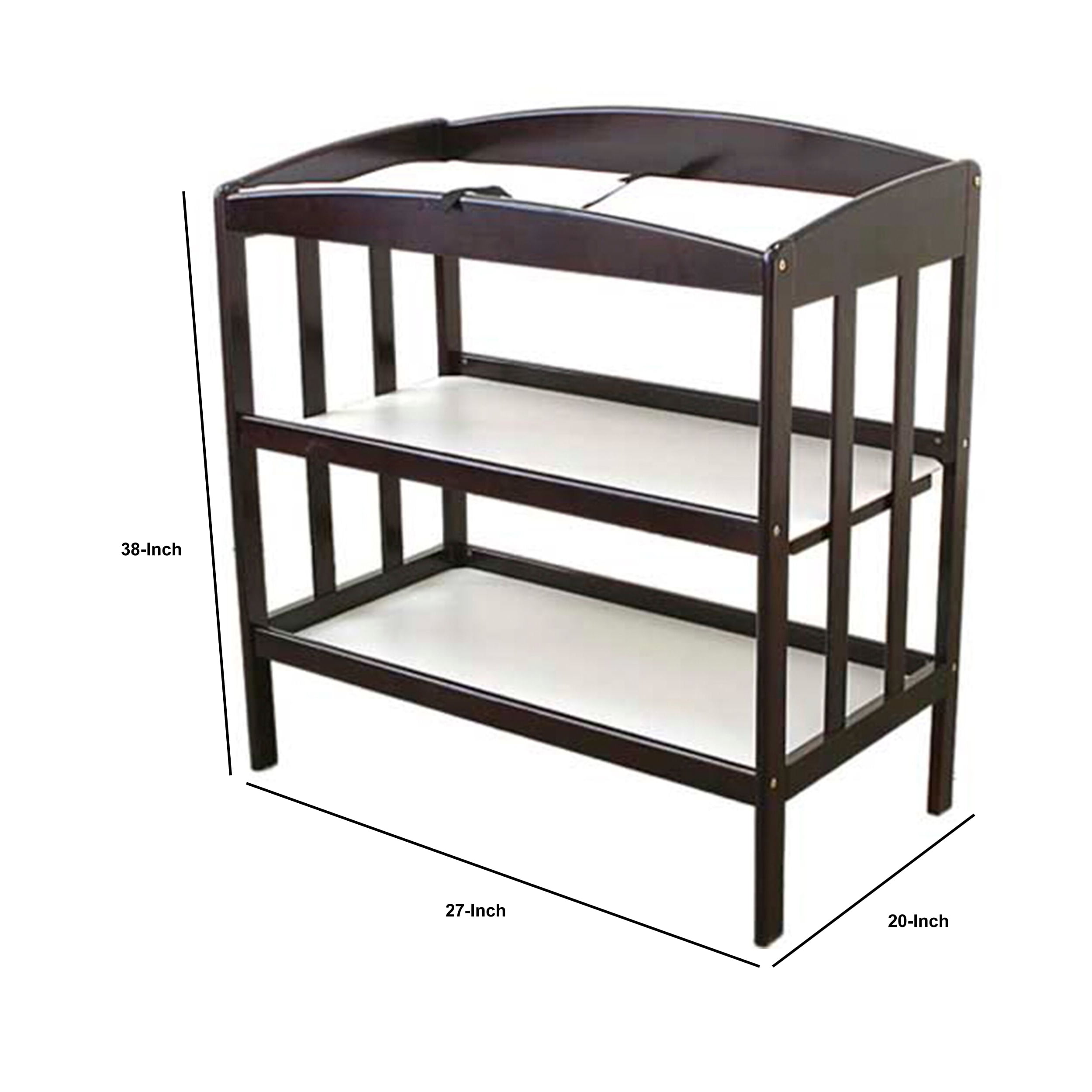 Wood Changing Table with Two Storage Shelves