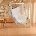 thumbnail image 5 of Hanging Rope Chair Hammock Swing Chair Hanging Swing Seat with Pillow Tassel Portable Hanging Hammock Chair with Pocket Beige, 5 of 13