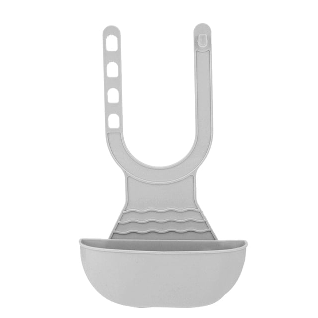 Cesta de drenaje colgante gris versátil para fregaderos de cocina y baño: ajustable y portátil