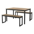 thumbnail image 3 of Rhese Wood 3-Piece Dining Table Set, Walnut and Black, 3 of 8