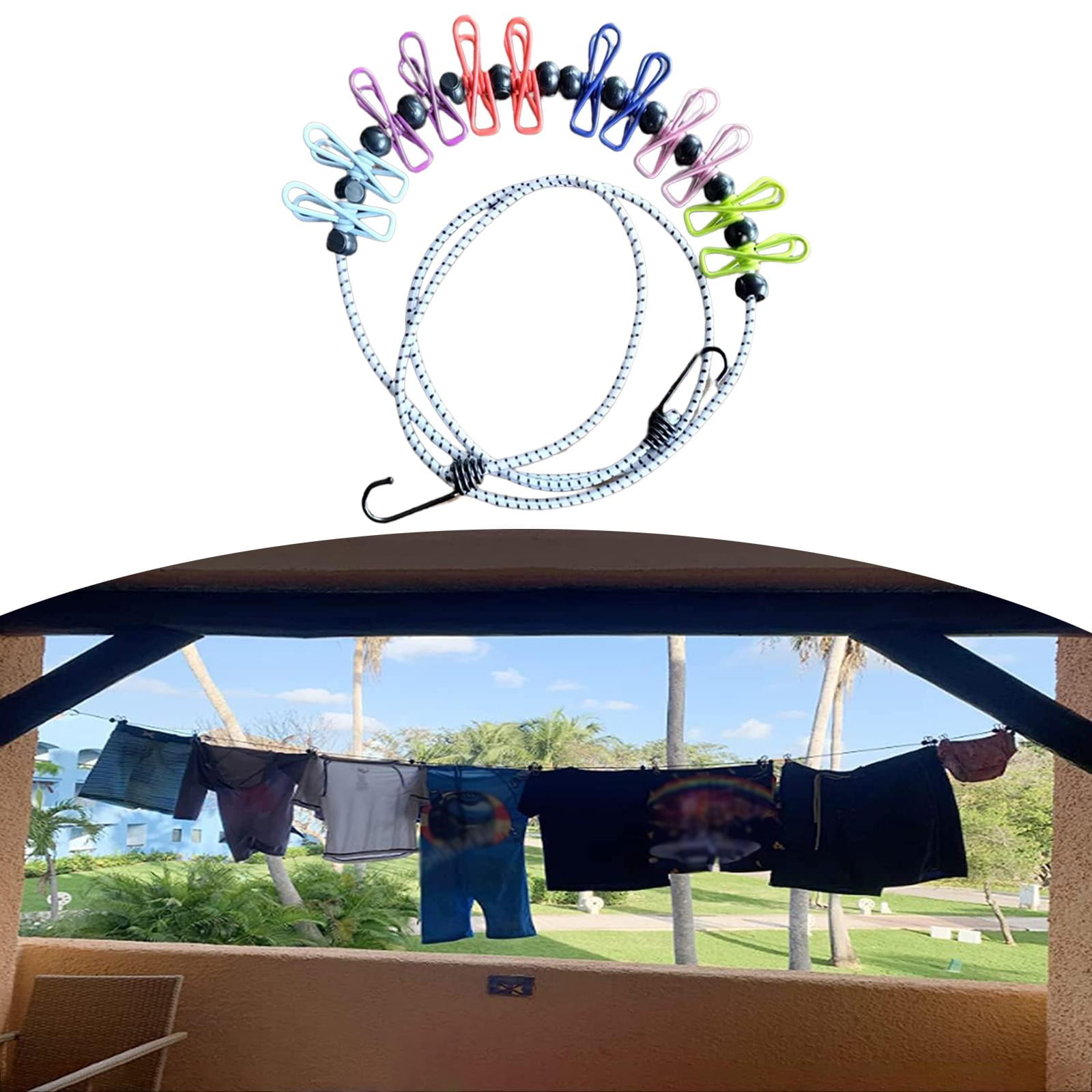 hengtong Elastic Travel Clothesline, Clothesline for, Retractable Elastic Clothesline for Colorful