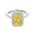 thumbnail image 4 of Ronaldo - Radiant Cut Canary Yellow Moissanite Lab- Diamond Engagement Ring With Pave Band and Halo, 4 of 5