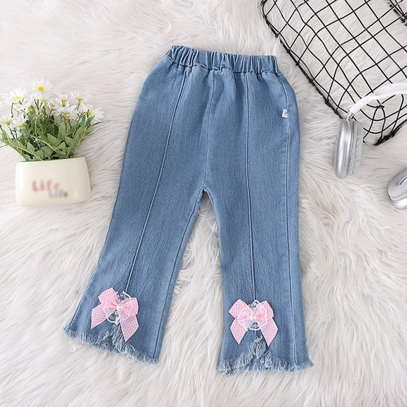 Toddler Girls Jeans Denim Elastic Wasit Wide Leg Baggy Pants Baggy Jeans Kids for Kids Girls 1-2 Years