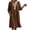 *1-Brown, variant on VBVC Women's Cotton Linen Button Down Midi Dress , V Neck Half Sleeve Pleated Dress For Women , Ladies' Summer Side Slit Dresses with Pockets, S-2XL