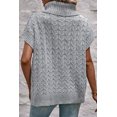 thumbnail image 3 of Women's Medium Grey Cable Knit Turtleneck Batwing Sleeve Sweater, 3 of 8