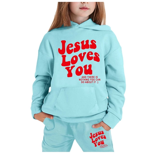Hiiyo Ensemble de Sweat à Capuche pour Grandes Filles Imprimé Lettre Sweatpants 2 Pcs Tenues
