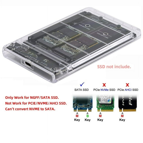JSER Dual NGFF B M-Key M.2 SSD Card JOBD Raid0 Span Bridge to USB3.0 Type-C USB-C 2.5inch SATA Combo Enclosure