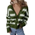 thumbnail image 6 of ZHENHONG Crew Cardigans Womens, Womens Cropped Striped Knit Cardigans Sweaters Trendy Long Sleeve Lightweight Open Front Button OutfitsCardigans for Women, 6 of 6