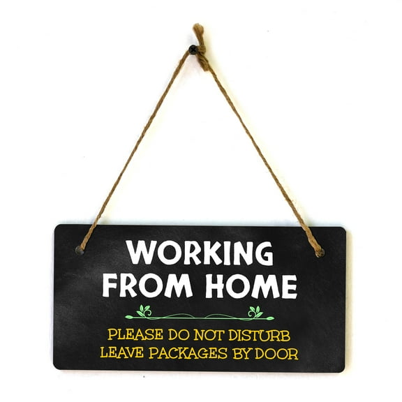 Working From Home Please Do Not Disturb Leave Packages By Door 5x10 Hanging Plus Wall or Door Sign | Outdoor Delivery Notice