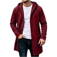 thumbnail image 2 of Men's Winter Pockets Coat Solid Color Hooded Coats Long Sleeve Jacket Outwear for Man, 2 of 8