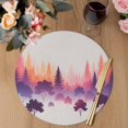 thumbnail image 3 of Purple Orange Ombre Forest Round 13 Inch Placemats Set of 8, Tree Modern Abstract Art HeatResistant Non Slip Place Mats for Dining Table, Wipeable Braided Kitchen Table Mats for Housewarming, 3 of 9