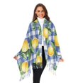 thumbnail image 3 of FORMRS Womens Scarf Winter Soft Long Big Warm Shawls Wrap Tassel Scarves, Blue Plaid Lemon, 3 of 9