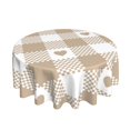 thumbnail image 2 of YFYANG 60 inch Round Table Cloth, Reusable Polyester Vintage Beige Love Plaid Table Cover for Indoor Outdoor Kitchen Restaurant Table Decoration Tablecloths, 2 of 8