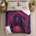thumbnail image 5 of Dragon and Lion Guardian with Red Orb, Purple Fantasy Style for Mythic Art Lovers, Fiery Creature Scene and Birthday Gift, Soft Flannel Blanket for Game Room, Home Decor, 5 of 9