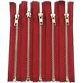 thumbnail image 1 of 3 Inch - 36 Inch Silver Separating Jacket Zippers, 5 Teeth Zippers, Y-Teeth Heavy Duty Metal Zippers For Jackets, Large Metal Zippers - [Kyezi Design & Craft] (Burgundy, 28" - 1 Zipper), 1 of 2