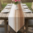 thumbnail image 6 of Brown White Ombre Table Runner Linen Burlap Table Runner 70 Inches Long Vintage Farmhouse Abstract Striped Dresser Scarves for Kitchen Island Coffee Dining Party Wedding Banquet Holiday Decor 13"x70", 6 of 8