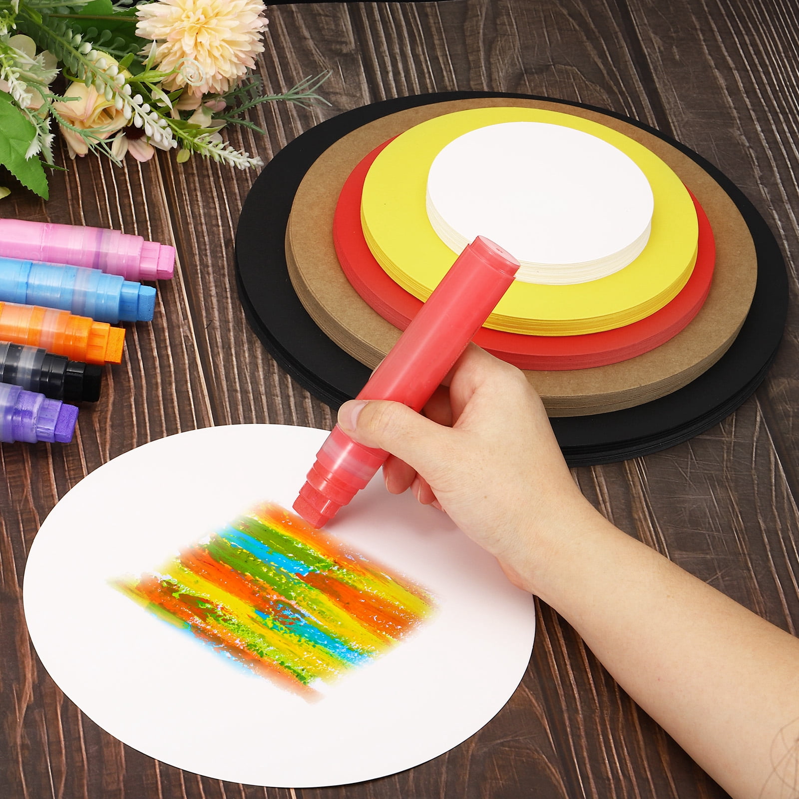 Unique Bargains Circle Card Stock Round Shape Cutouts for Craft Projects 2" Yellow