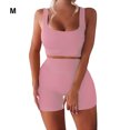 thumbnail image 4 of Advancent Conjunto de 2 unidades para correr, trotar, Fitness, chaleco para mujer, pantalones cortos, Tops cortos transpirables para viajar, Kit Uniforme atlético Rosa M, 4 of 6