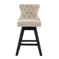 thumbnail image 6 of Tcbosik Modern Bar Stools Set of 2, Velvet Upholstered Swivel Bar Chair with Tufted Button Back & Wood Legs for Kitchen Island, Dining Room, Easy Assembly, Beige, 6 of 11