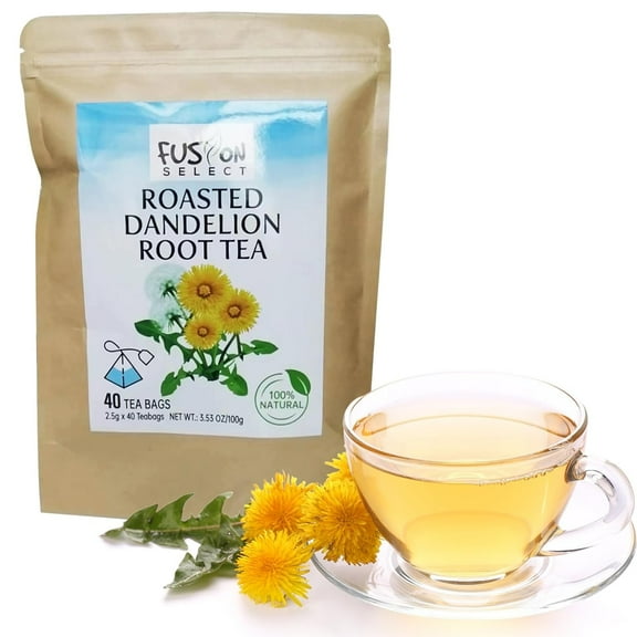 Fusion Select Roasted Dandelion Root Tea Bags - Herbal Dandelion Tea for Daily Wellness & Relaxation - Natural, Rich In Nutrients, No Caffeine - Zero Sugar, Fat, Calories - 2.5g, 40 Natural Tea Bags