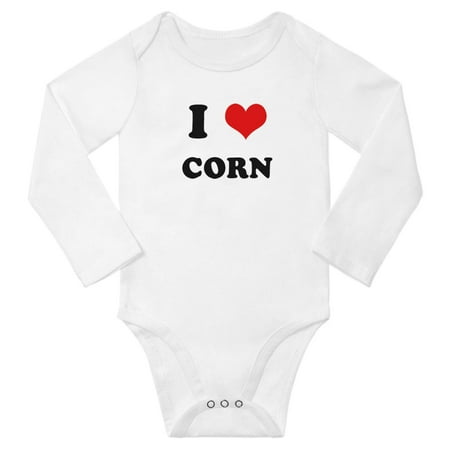 

I Heart Corn Love Food Baby Long Jumpsuits Newborn Clothes (White 12-18 Months)