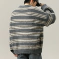 thumbnail image 4 of Wancir Men's Vintage Striped Sweater Oversized Knitted Pullover Crewneck Long Sleeve Colorblock Jumper Tops, 4 of 5