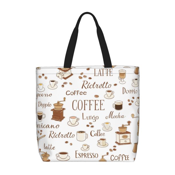 Easygdp Coffee Bolsa Tote para Mujer, Bolso de Hombro para Trabajo, Playa, Viajes, Compras y Supermercado