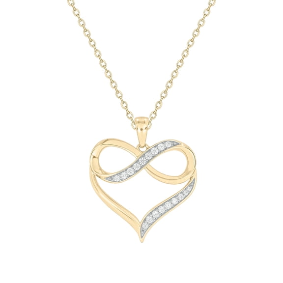 Cali Trove 1/4 ct. Diamond Infinity Heart Necklace in 10KT Yellow Gold for Women
