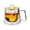 Yellow, variant on Double-walled Glasses with Handle and Silicone Lid, Clear Borosilicate Glass Cup for Milk Coffee Juice and Tea