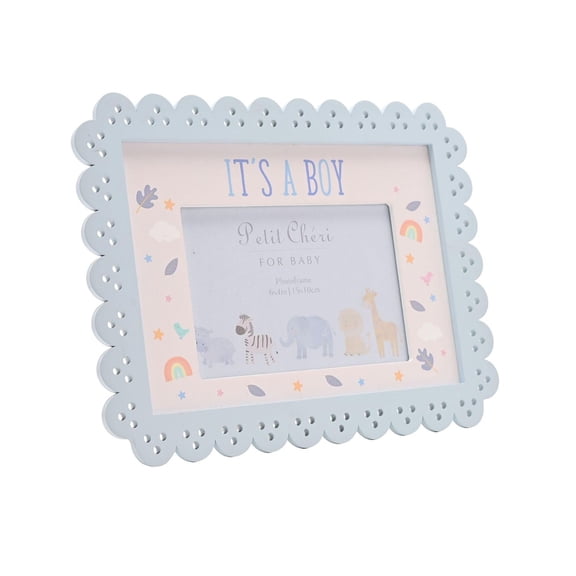 Petit Cheri Scallop Frame 6 x 4 Blue - Its A Boy