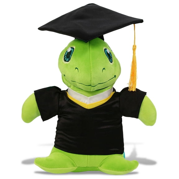 DolliBu Standing Sea Turtle Graduation Plush Toy - Snug-Mooshies Turtle Graduation Stuffed Animal Dress Up with Graduation Gown and Cap with Tassel Outfit - Congratulatory Graduation Gift - 7 Inches