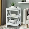 thumbnail image 4 of Gymax 2 Pcs Table de Chevet à 3 Niveaux Table d'Appoint Design en X Étagère de Rangement Salon Blanc, 4 of 10
