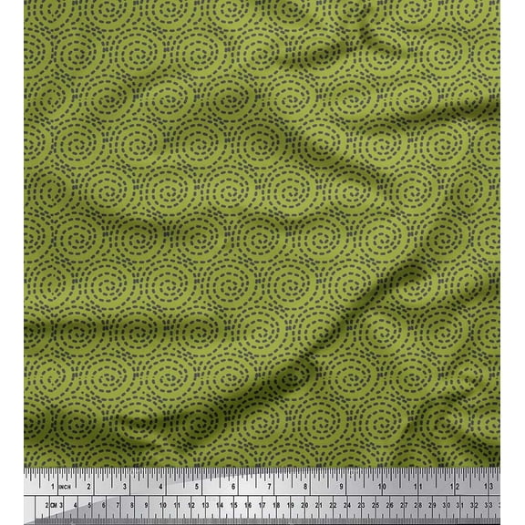 Soimoi Green Cotton Duck Fabric Abstracts Abstract Print Fabric by the Yard 42 Inch Wide