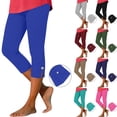 thumbnail image 1 of Women's High Rise Solid Color Capris Slim Fit Tummy Smoothing Leggings Functional Side Pockets for Yoga Gym or Daily Lounge Versatile Workout JASKFLY Hot Pink S, 1 of 8